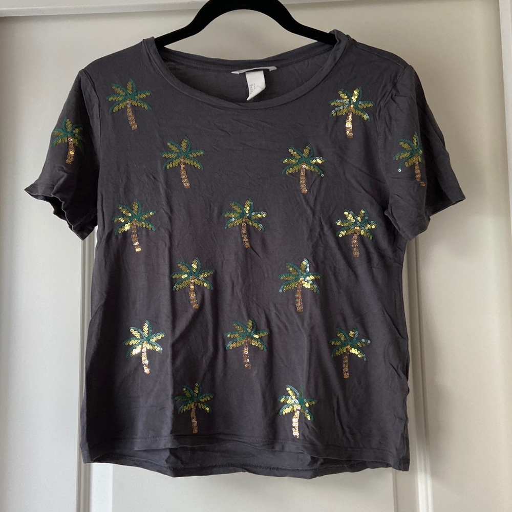 H&M sparkly palm tree tshirt - S